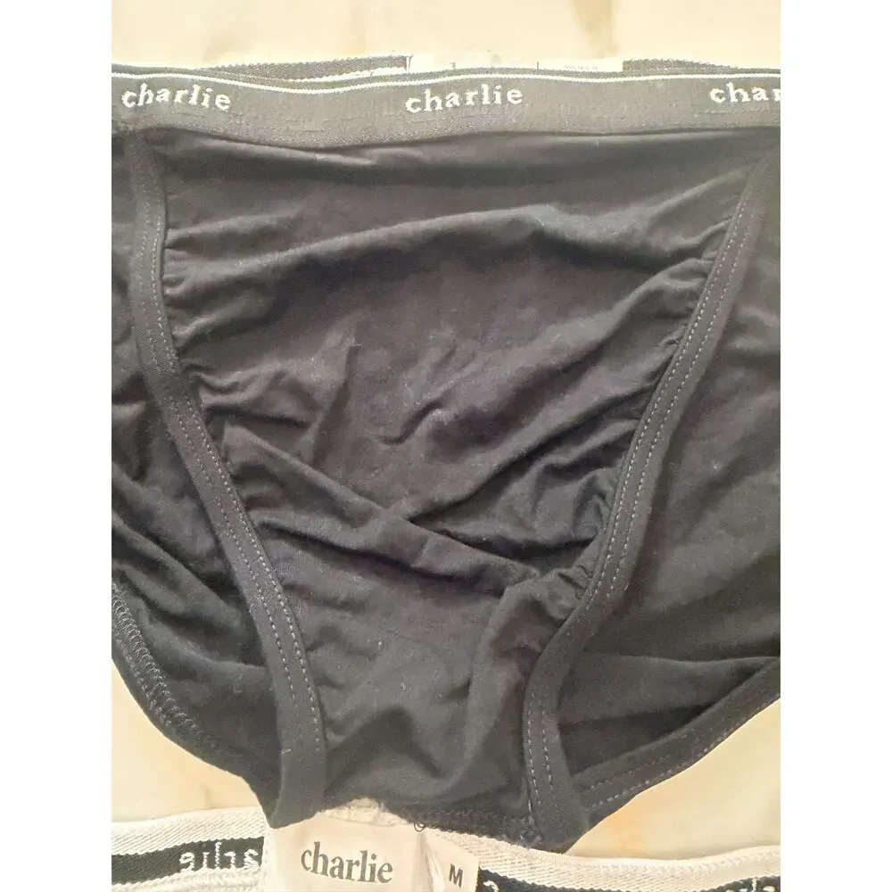 NEW 3 PC Set Charlie By MZ Mens Minimal Muscle Bikini Briefs Black White Grey M